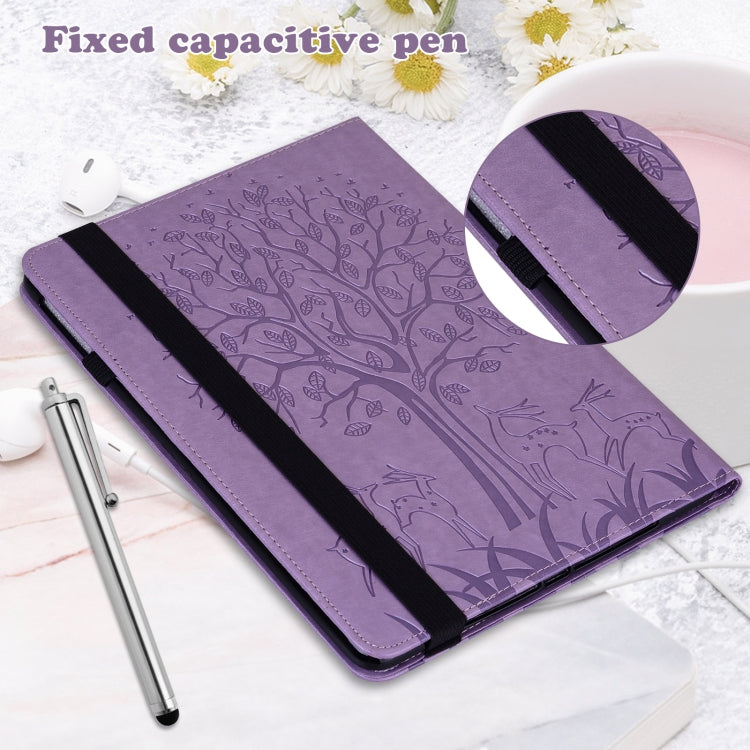 For Lenovo Tab P11 Pro Gen 2 Tree & Deer Pattern Embossed Leather Tablet Case(Purple) - Lenovo by PMC TechLife | Online Shopping South Africa | PMC TechLife | Buy Now Pay Later Mobicred