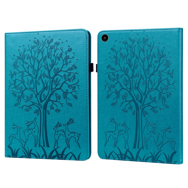 For Huawei MatePad SE 10.4 2022 Tree & Deer Pattern Embossed Leather Tablet Case(Blue) - Huawei by PMC TechLife | Online Shopping South Africa | PMC TechLife | Buy Now Pay Later Mobicred