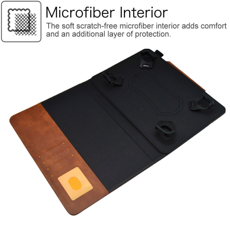 For 7 inch Suede Cross Texture Magnetic Clasp Leather Tablet Case(Brown) - 7 inch by PMC TechLife | Online Shopping South Africa | PMC TechLife | Buy Now Pay Later Mobicred
