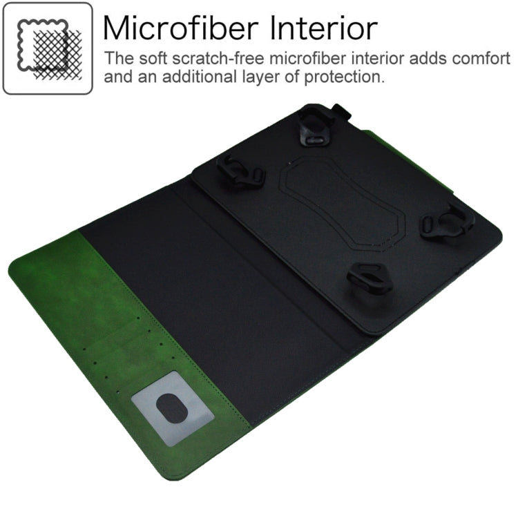For 10 inch Suede Cross Texture Magnetic Clasp Leather Tablet Case(Green) - 10 - 11 inch by PMC TechLife | Online Shopping South Africa | PMC TechLife | Buy Now Pay Later Mobicred