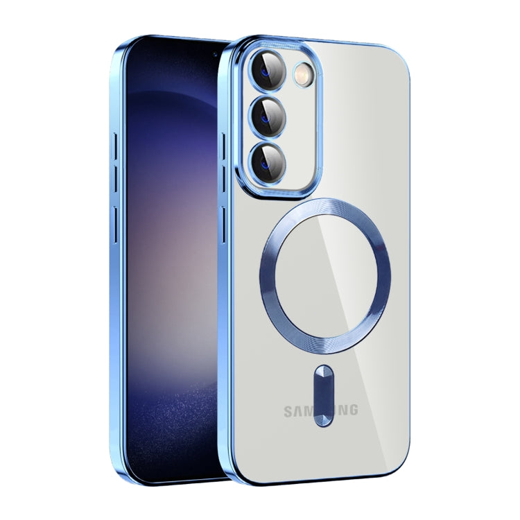 For Samsung Galaxy S23+ 5G CD Texture Plating TPU MagSafe Phone Case with Lens Film(Sierra Blue) - Galaxy S23+ 5G Cases by PMC TechLife | Online Shopping South Africa | PMC TechLife