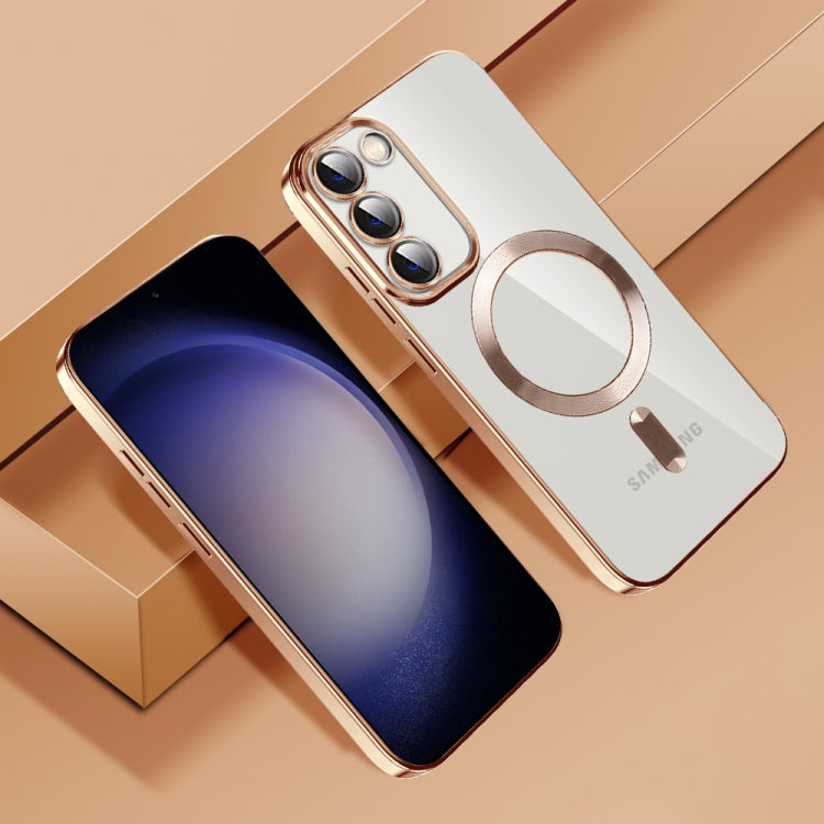 For Samsung Galaxy S23+ 5G CD Texture Plating TPU MagSafe Phone Case with Lens Film(Brown) - Galaxy S23+ 5G Cases by PMC TechLife | Online Shopping South Africa | PMC TechLife