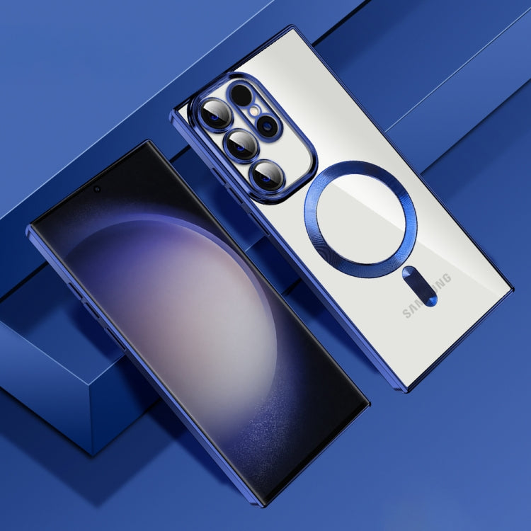 For Samsung Galaxy S23 Ultra 5G CD Texture Plating TPU MagSafe Phone Case with Lens Film(Royal Blue) - Galaxy S23 Ultra 5G Cases by PMC TechLife | Online Shopping South Africa | PMC TechLife
