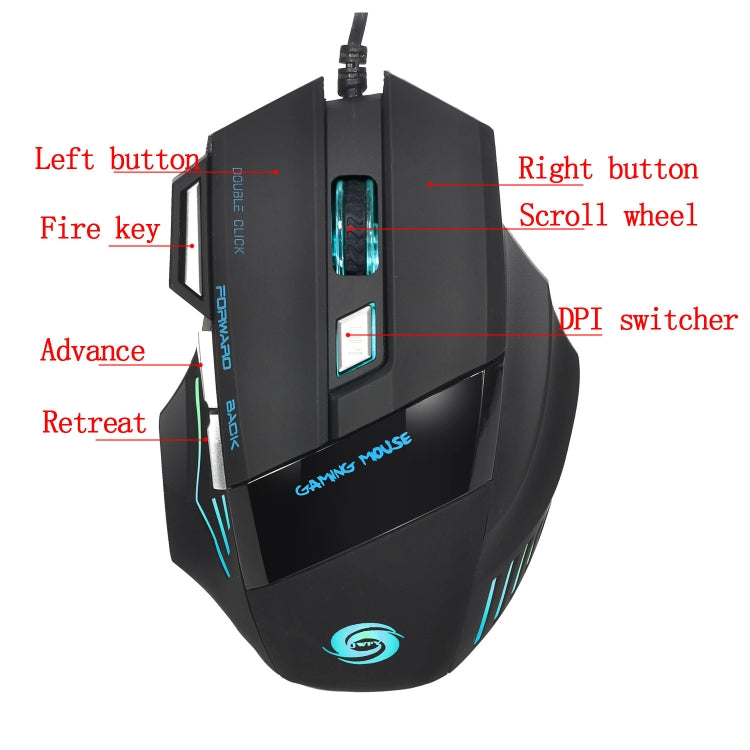 HXSJ A868 7-Keys Colorful Luminous Wired Mouse with Fire Button - Wired Mice by HXSJ | Online Shopping South Africa | PMC TechLife | Buy Now Pay Later Mobicred