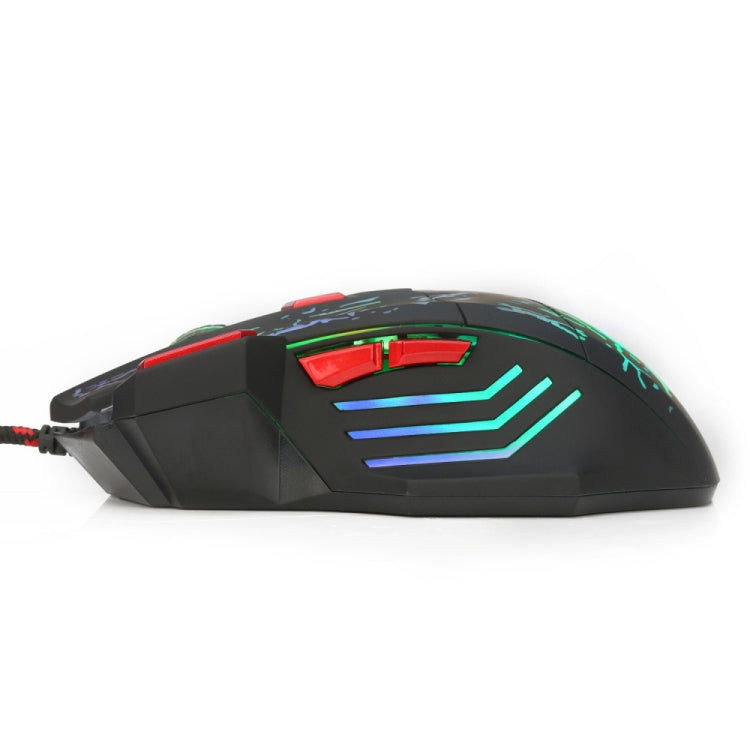 HXSJ H300 7 Keys Flowing Water Crack Colorful Luminous Wired Gaming Mouse(Black) - free shipping - PMC TechLife - Order now!