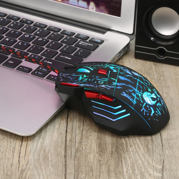 HXSJ H300 7 Keys Flowing Water Crack Colorful Luminous Wired Gaming Mouse(Black) - free shipping - PMC TechLife - Order now!