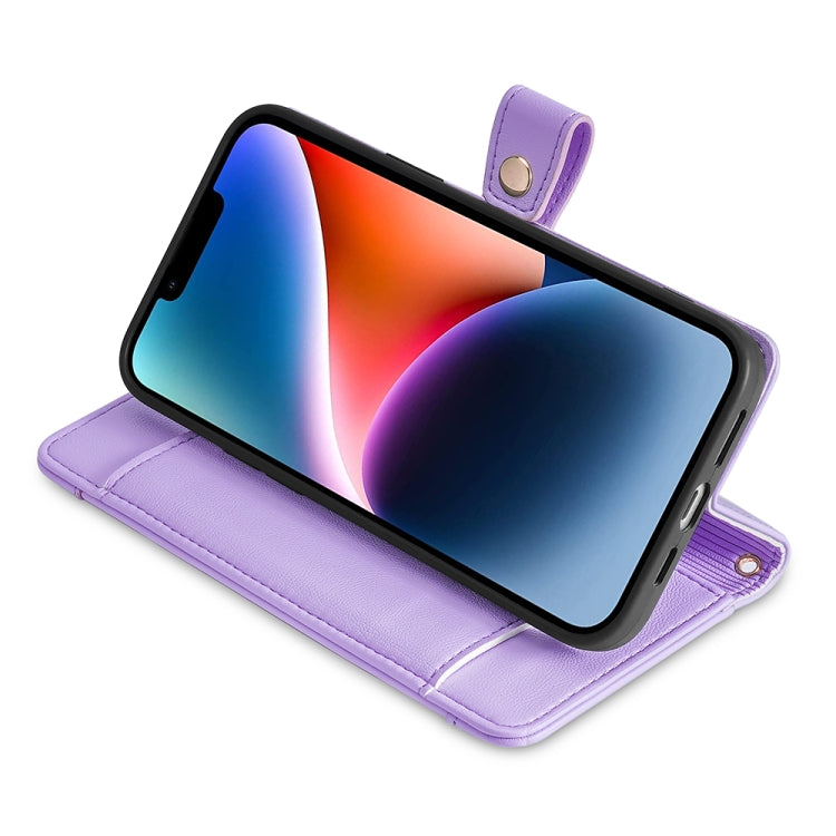 For Motorola Moto G Play 2023 Sheep Texture Cross-body Zipper Wallet Leather Phone Case(Purple) - Motorola Cases by PMC TechLife | Online Shopping South Africa | PMC TechLife | Buy Now Pay Later Mobicred