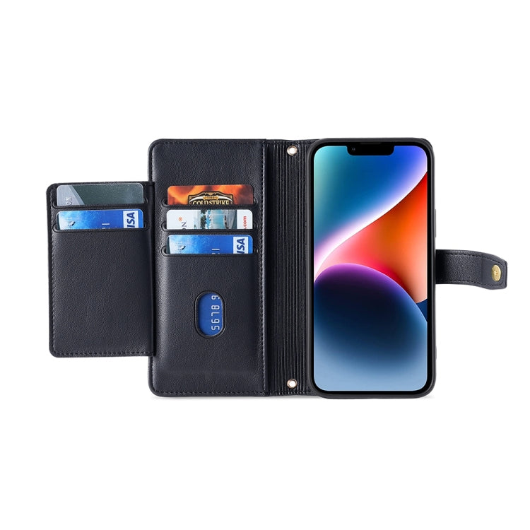 For Motorola Moto G Play 2023 Sheep Texture Cross-body Zipper Wallet Leather Phone Case(Black) - Motorola Cases by PMC TechLife | Online Shopping South Africa | PMC TechLife | Buy Now Pay Later Mobicred