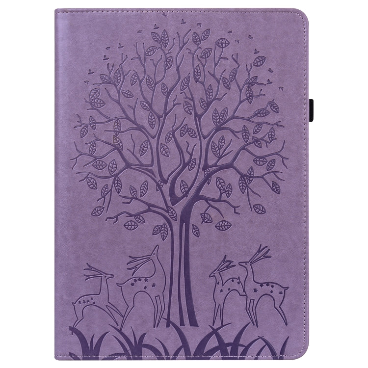 For Lenovo Tab M10 3rd Gen Tree & Deer Pattern Embossed Leather Tablet Case(Purple) - Lenovo by PMC TechLife | Online Shopping South Africa | PMC TechLife | Buy Now Pay Later Mobicred