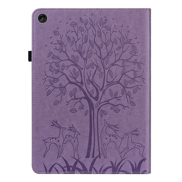 For Lenovo Tab M10 3rd Gen Tree & Deer Pattern Embossed Leather Tablet Case(Purple) - Lenovo by PMC TechLife | Online Shopping South Africa | PMC TechLife | Buy Now Pay Later Mobicred
