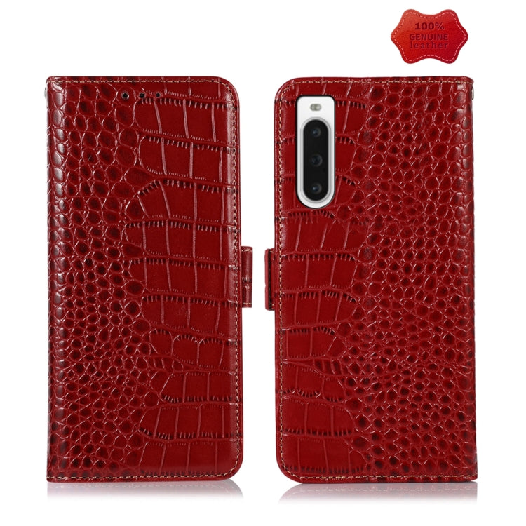 For Sony Xperia 10 V Crocodile Top Layer Cowhide Leather Phone Case(Red) - Sony Cases by PMC TechLife | Online Shopping South Africa | PMC TechLife | Buy Now Pay Later Mobicred