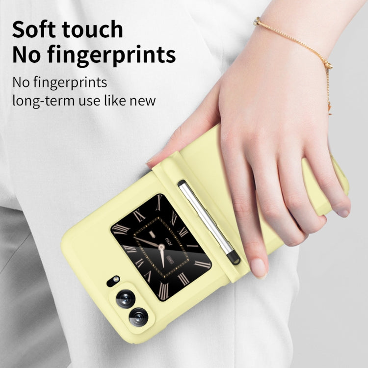 For Motorola Razr 2022 Macaron Three-piece Set Phone Case with Stylus(Yellow) - Motorola Cases by PMC TechLife | Online Shopping South Africa | PMC TechLife | Buy Now Pay Later Mobicred