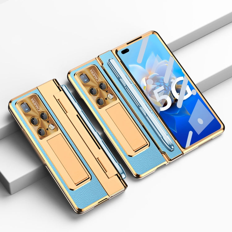 For Huawei Mate X2 Integrated Full Coverage Hinge Phone Case with Stylus(Gold+Blue) - Huawei Cases by PMC TechLife | Online Shopping South Africa | PMC TechLife | Buy Now Pay Later Mobicred