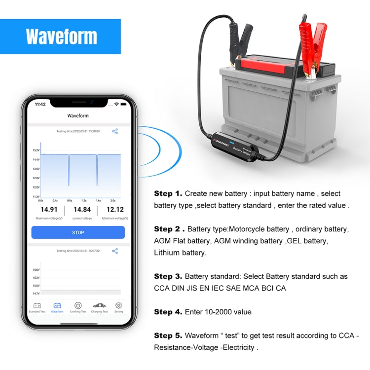 KONNWEI BK200 6V/12V/24V Car Bluetooth Battery Tester(Black) - free shipping - PMC TechLife - Order now!