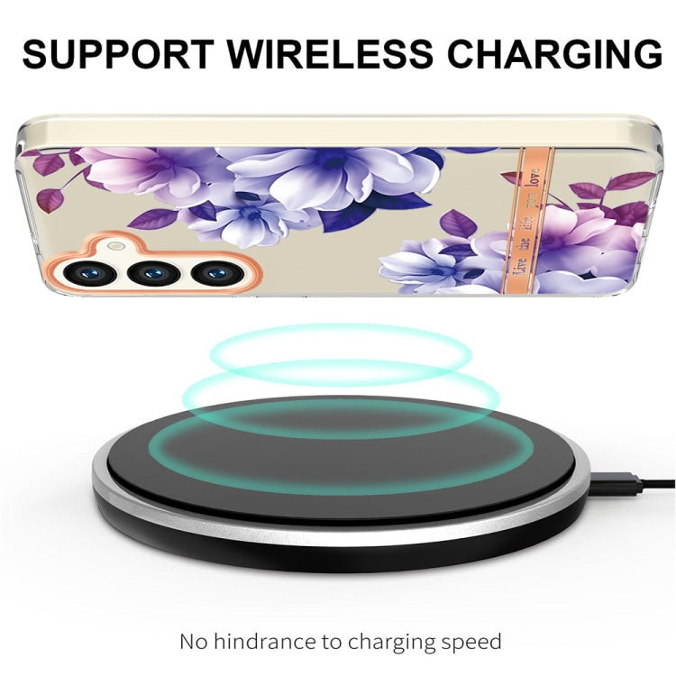 For Samsung Galaxy S24 5G Flowers and Plants Series IMD TPU Phone Case(Purple Begonia) - Galaxy S24 5G Cases by PMC TechLife | Online Shopping South Africa | PMC TechLife