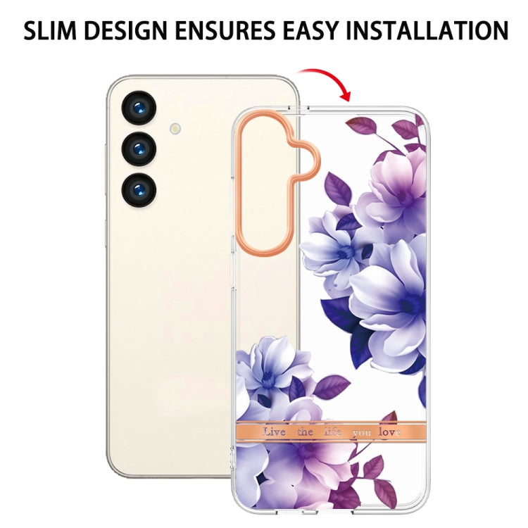 For Samsung Galaxy S24 5G Flowers and Plants Series IMD TPU Phone Case(Purple Begonia) - Galaxy S24 5G Cases by PMC TechLife | Online Shopping South Africa | PMC TechLife