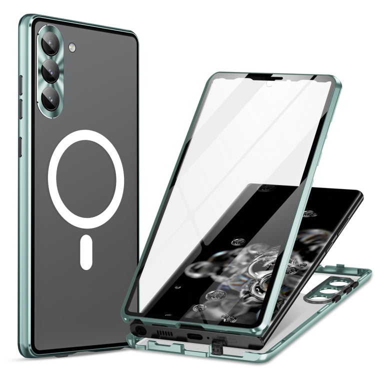 For Samsung Galaxy S21 5G HD Full Cover Magsafe Magnetic Metal Tempered Glass Phone Case(Green) - Galaxy S21 5G Cases by PMC TechLife | Online Shopping South Africa | PMC TechLife