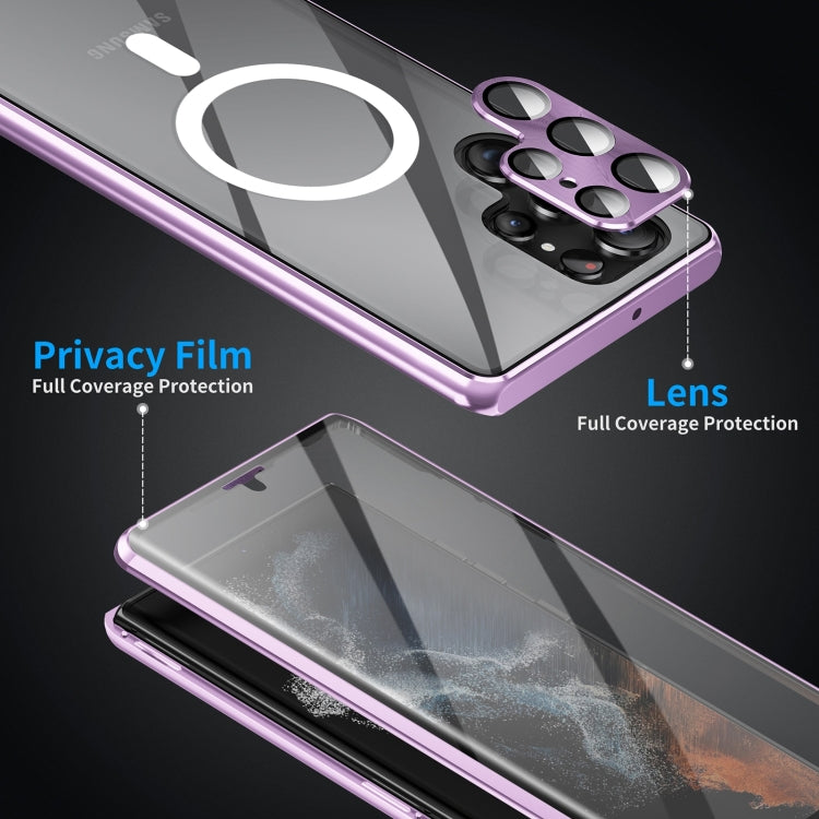 For Samsung Galaxy S21 5G HD Full Cover Magsafe Magnetic Metal Tempered Glass Phone Case(Purple) - Galaxy S21 5G Cases by PMC TechLife | Online Shopping South Africa | PMC TechLife