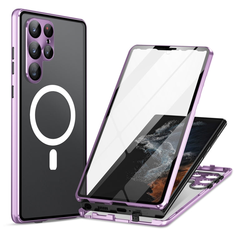 For Samsung Galaxy S24 Ultra 5G HD Full Cover Magsafe Magnetic Metal Tempered Glass Phone Case(Purple) - Galaxy S24 Ultra 5G Cases by PMC TechLife | Online Shopping South Africa | PMC TechLife