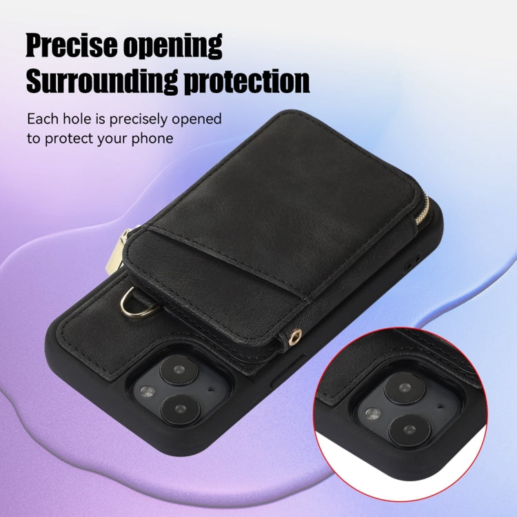 For iPhone 14 Zipper Card Bag Back Cover Phone Case(Black) - iPhone 14 Cases by PMC TechLife | Online Shopping South Africa | PMC TechLife