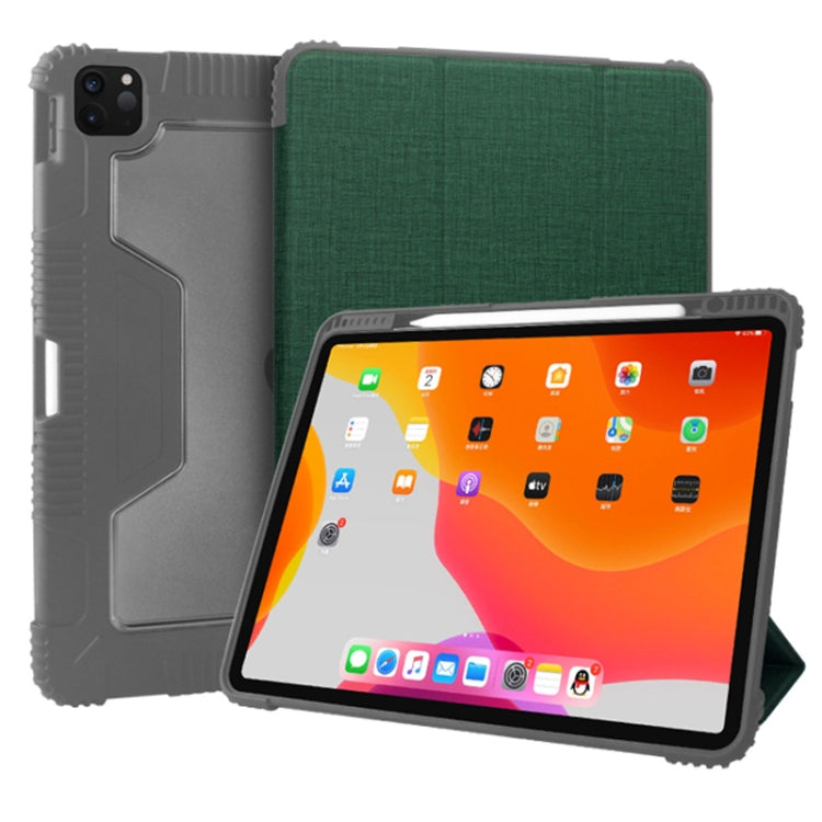 For iPad Pro 12.9 inch 2022 / 2021 / 2020 Mutural Horizontal Flip PC + TPU + PU Leather Tablet Case with Holder & Pen Slot(Dark Green) - free shipping - PMC TechLife - Order now!