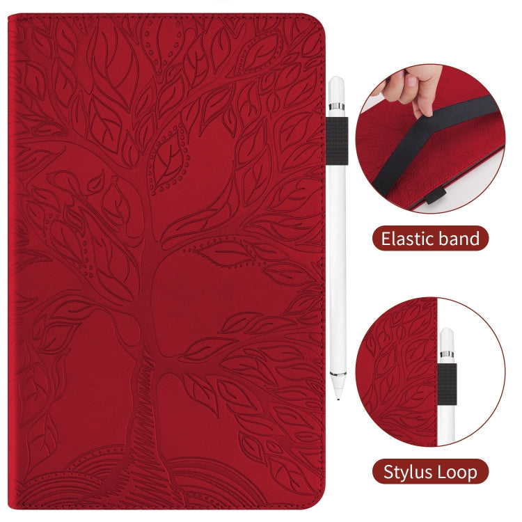 For Huawei Matepad SE 10.4 2022 Life Tree Embossed Flip Leather Tablet Case(Red) - Huawei by PMC TechLife | Online Shopping South Africa | PMC TechLife | Buy Now Pay Later Mobicred