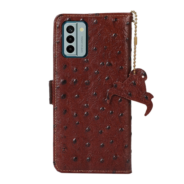 For Nokia G22 4G Ostrich Pattern Genuine Leather RFID Phone Case(Coffee) - Nokia Cases by PMC TechLife | Online Shopping South Africa | PMC TechLife | Buy Now Pay Later Mobicred