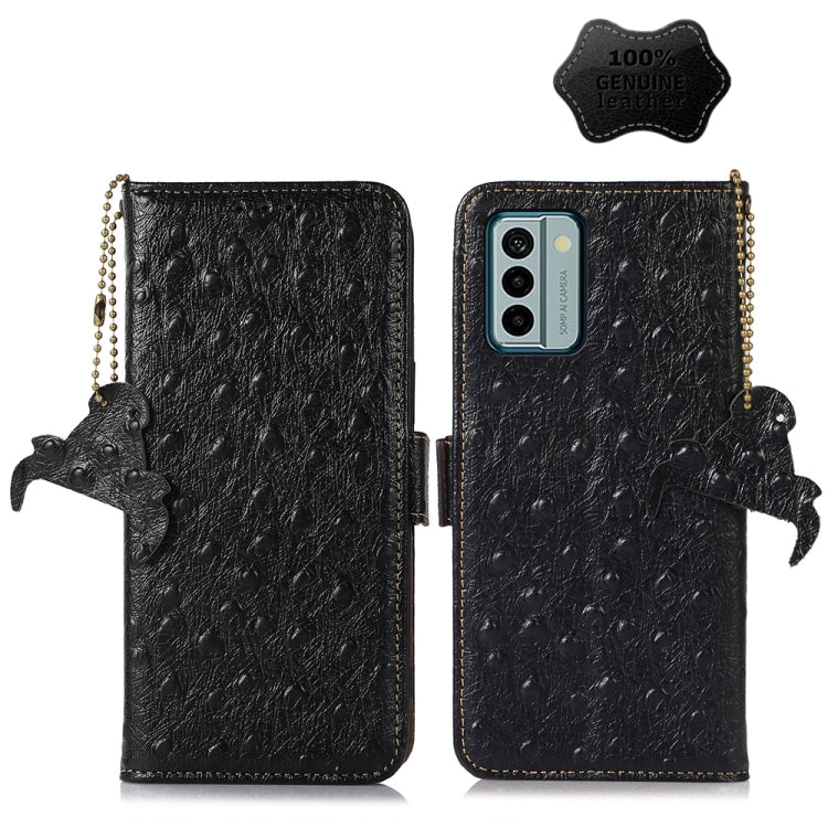 For Nokia G22 4G Ostrich Pattern Genuine Leather RFID Phone Case(Black) - Nokia Cases by PMC TechLife | Online Shopping South Africa | PMC TechLife | Buy Now Pay Later Mobicred
