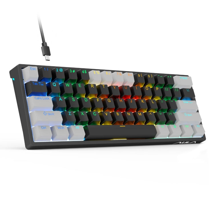 AULA F3261 Type-C Wired Hot Swappable 61 Keys RGB Mechanical Keyboard(Grey Black Green Shaft) - free shipping - PMC TechLife - Order now!