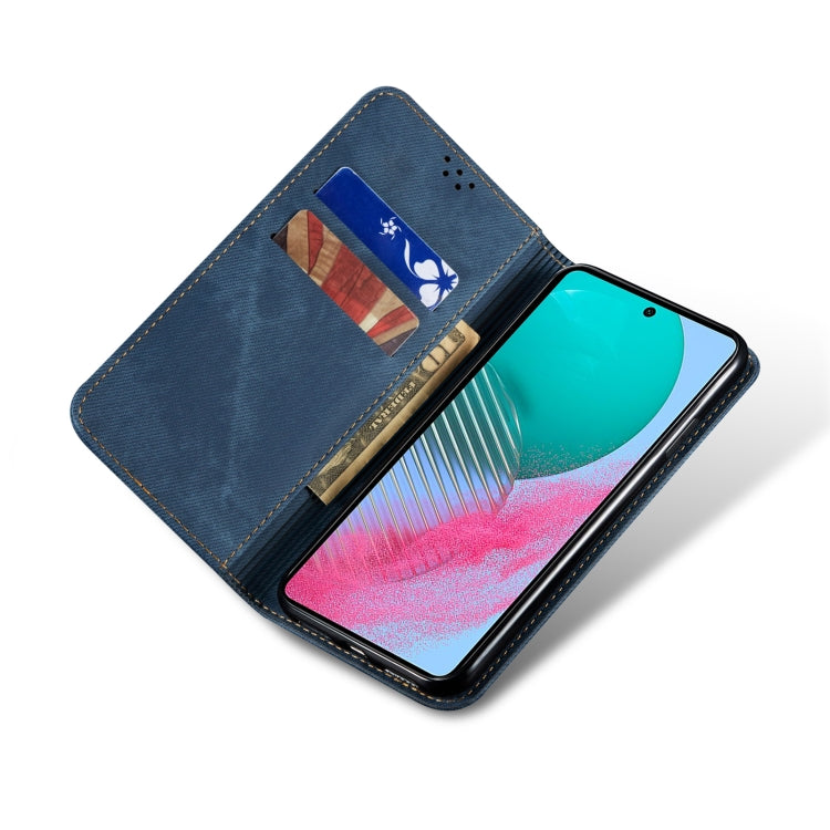 For Samsung Galaxy M54 Denim Texture Leather Phone Case(Blue) - Galaxy Phone Cases by PMC TechLife | Online Shopping South Africa | PMC TechLife