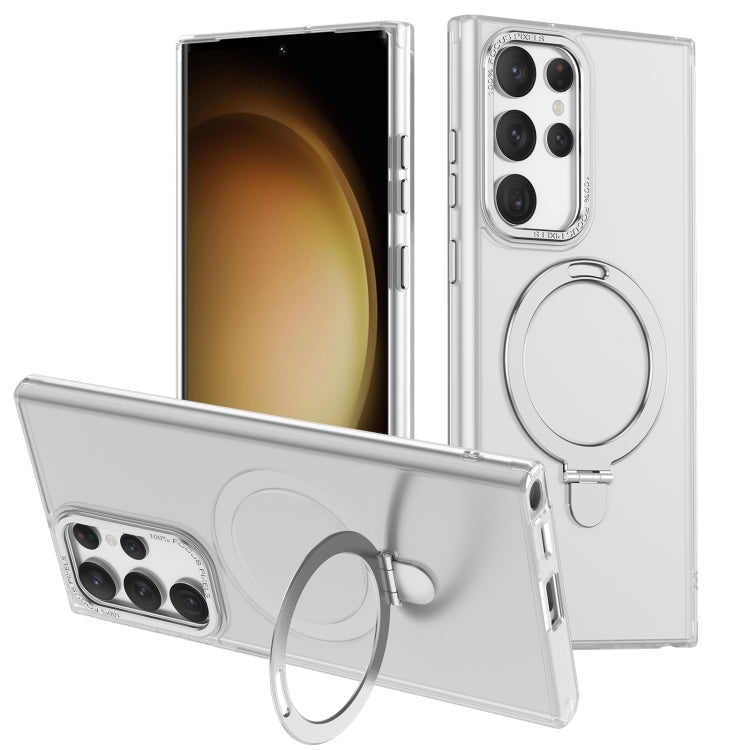 For Samsung Galaxy S23 Ultra 5G LK 3 in 1 MagSafe Magnetic Holder Phone Case(White) - Galaxy S23 Ultra 5G Cases by PMC TechLife | Online Shopping South Africa | PMC TechLife