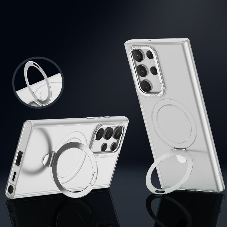 For Samsung Galaxy S23 Ultra 5G LK 3 in 1 MagSafe Magnetic Holder Phone Case(White) - Galaxy S23 Ultra 5G Cases by PMC TechLife | Online Shopping South Africa | PMC TechLife