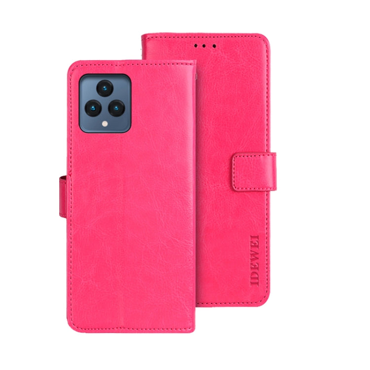 For T-Mobile REVVL 6 5G idewei Crazy Horse Texture Leather Phone Case with Holder(Rose Red) - free shipping - PMC Jewellery - Order now!