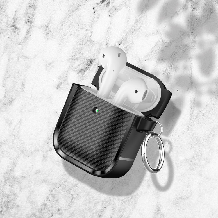For AirPods 1 / 2 Photo Frame Carbon Fiber Series Earphone Case(Black) - For AirPods 1/2 by PMC Jewellery | Online Shopping South Africa | PMC Jewellery | Buy Now Pay Later Mobicred