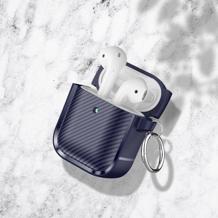 For AirPods 1 / 2 Photo Frame Carbon Fiber Series Earphone Case(Dark Blue) - For AirPods 1/2 by PMC Jewellery | Online Shopping South Africa | PMC Jewellery | Buy Now Pay Later Mobicred