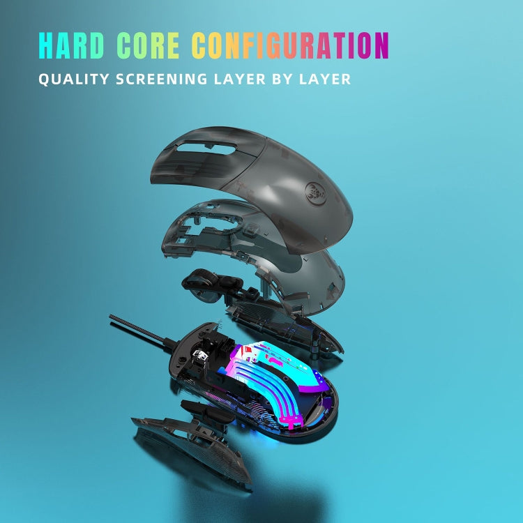 X400 7 Keys Transparent RGB Wired Gaming Mouse (Black) - free shipping - PMC Jewellery - Order now!