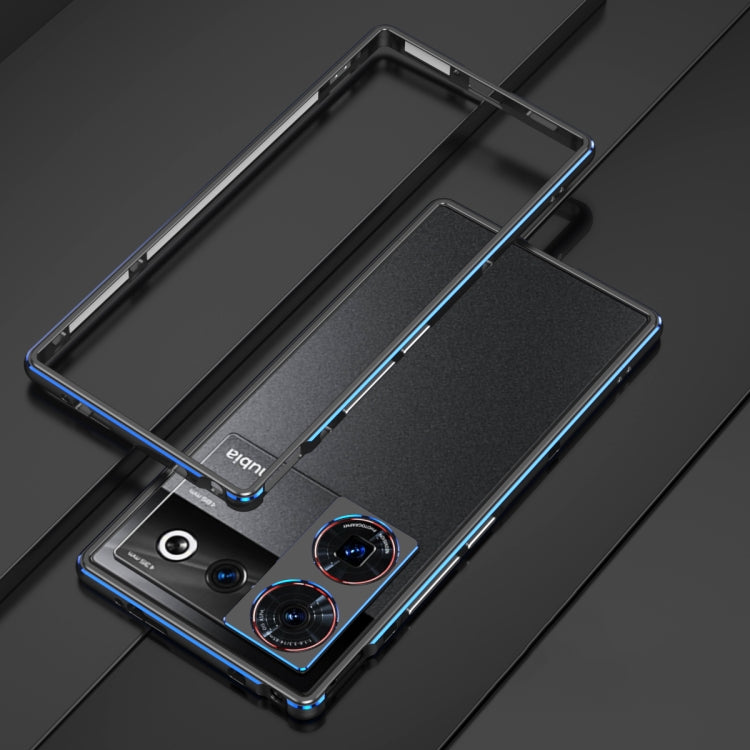 For ZTE nubia Z50 Ultra LK Aurora Metal Frame Phone Case with Lens Cover(Black Blue) - ZTE Cases by PMC TechLife | Online Shopping South Africa | PMC TechLife | Buy Now Pay Later Mobicred