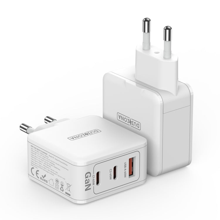 DUZZONA T9 65W Dual USB-C / Type-C+USB GaN Fast Charger, Specification:EU Plug - free shipping - PMC TechLife - Order now!