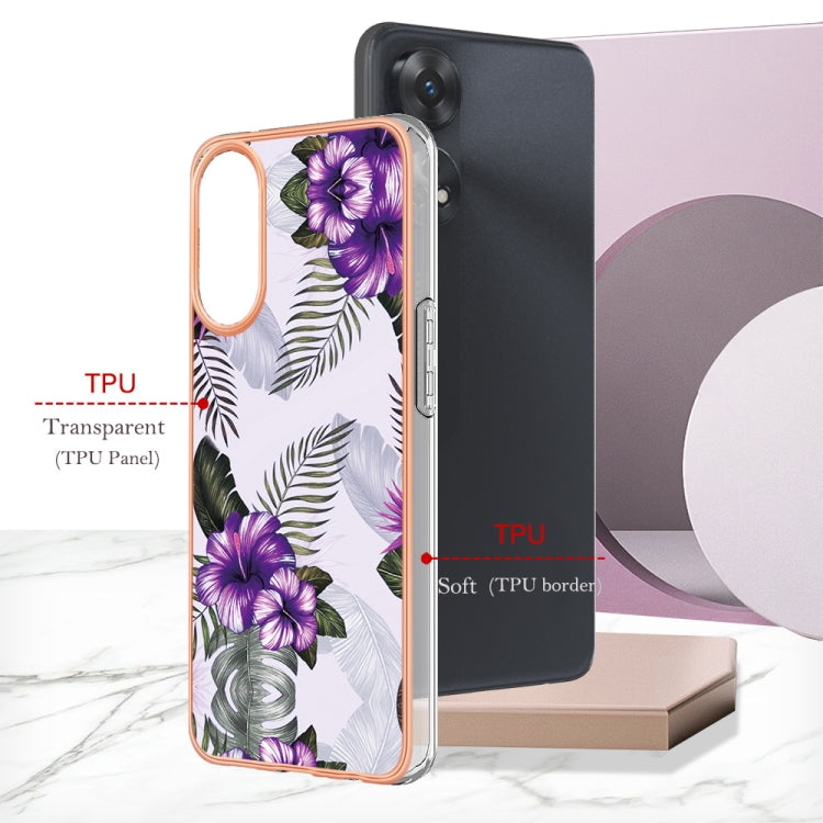 For OPPO Reno8 T 4G Electroplating IMD TPU Phone Case(Purple Flower) - OPPO Cases by PMC TechLife | Online Shopping South Africa | PMC TechLife | Buy Now Pay Later Mobicred