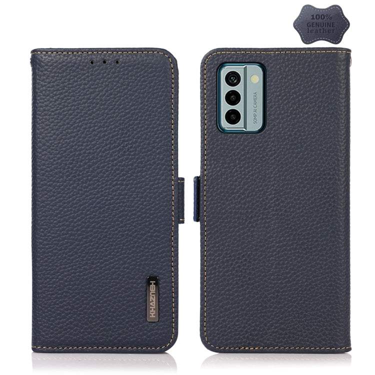 For Nokia G22 4G KHAZNEH Side-Magnetic Litchi Genuine Leather RFID Phone Case(Blue) - Nokia Cases by PMC TechLife | Online Shopping South Africa | PMC TechLife | Buy Now Pay Later Mobicred