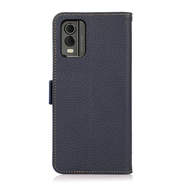 For Nokia C32 KHAZNEH Side-Magnetic Litchi Genuine Leather RFID Phone Case(Blue) - Nokia Cases by PMC TechLife | Online Shopping South Africa | PMC TechLife | Buy Now Pay Later Mobicred