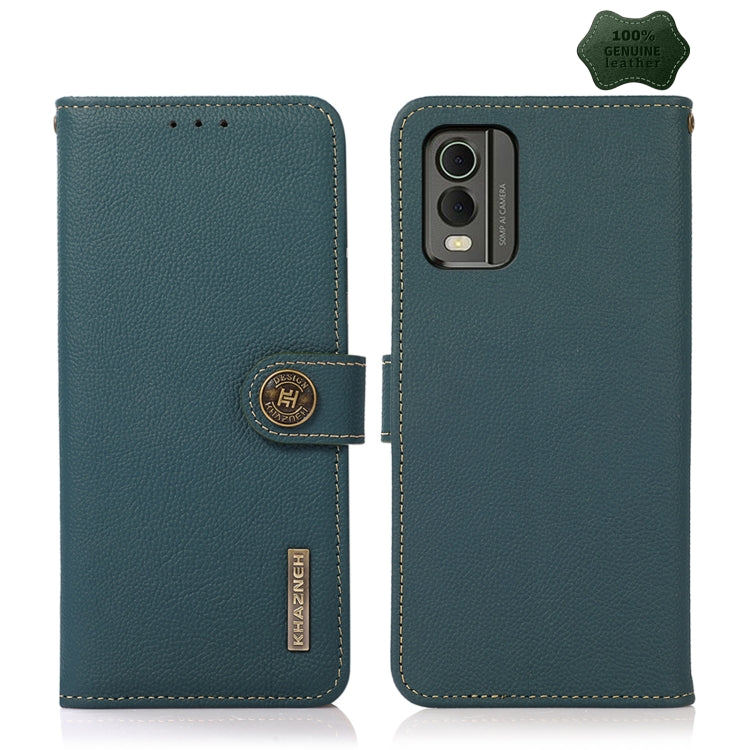 For Nokia C32 KHAZNEH Custer Genuine Leather RFID Phone Case(Green) - Nokia Cases by PMC TechLife | Online Shopping South Africa | PMC TechLife | Buy Now Pay Later Mobicred