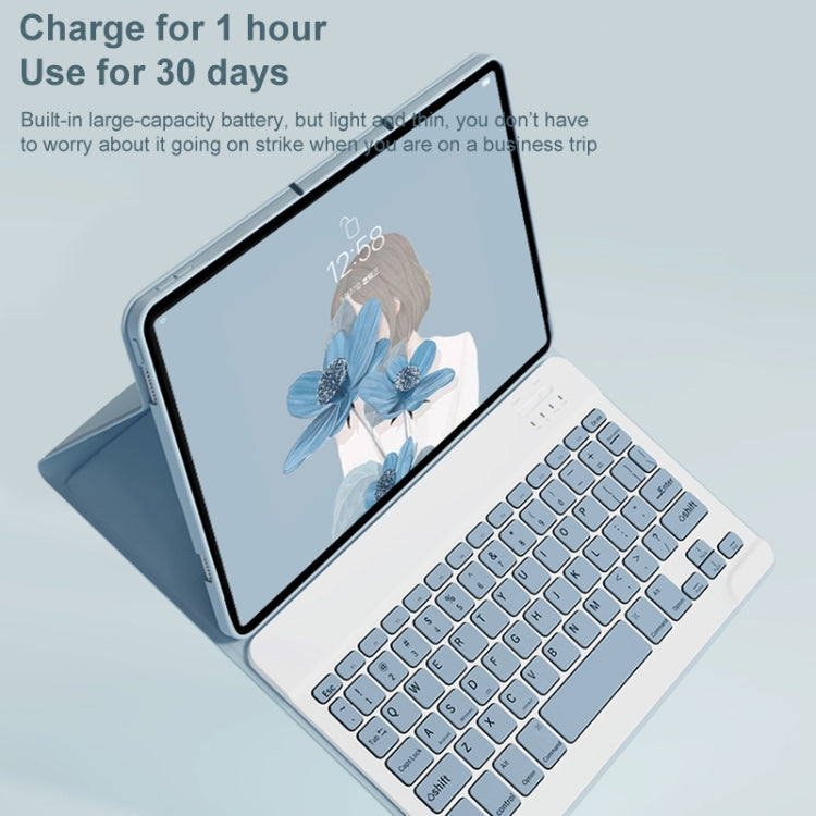 For Lenovo Tab M10 Plus 10.6 3rd Gen 2022 LX106 Square Keys Detachable Bluetooth Keyboard Leather Tablet Case(Blue) - Lenovo Keyboard by PMC TechLife | Online Shopping South Africa | PMC TechLife