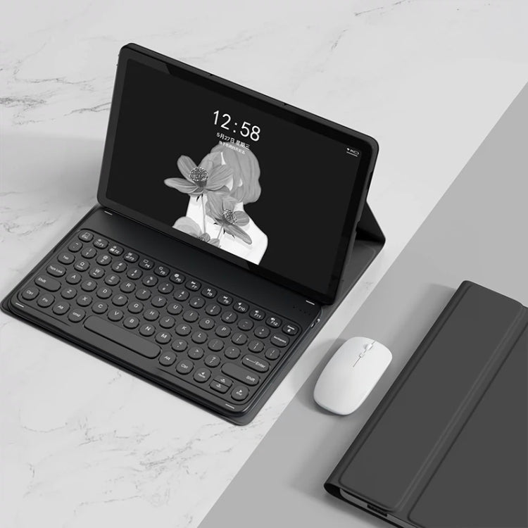 For Lenovo Tab M10 Plus 10.6 3rd Gen 2022 YM-LX106 Round Key Detachable Bluetooth Tablet Keyboard Leather Case with Mouse(Black) - Lenovo Keyboard by PMC TechLife | Online Shopping South Africa | PMC TechLife