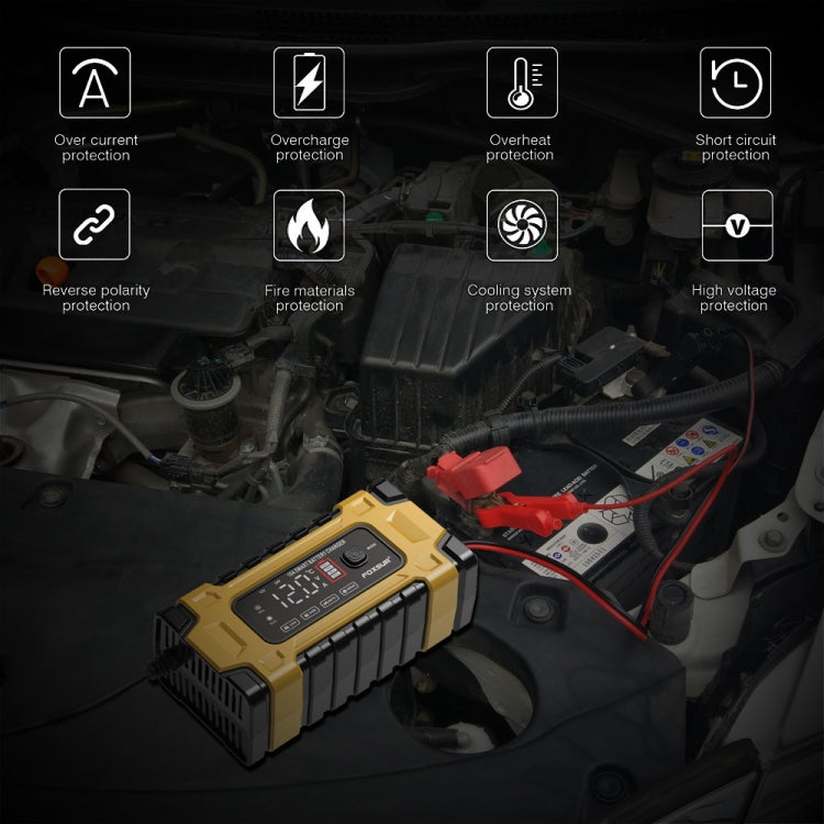 FOXSUR 12V / 24V / 10A Car / Motorcycle Battery Smart Repair Lead-acid Battery Charger(AU Plug Yellow) - free shipping - PMC TechLife - Order now!