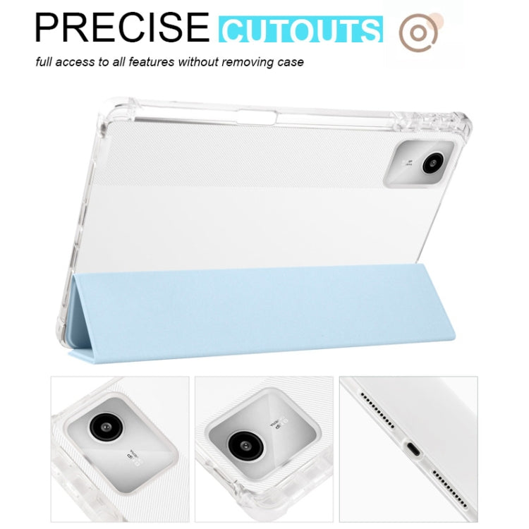 For Lenovo Tab M11 / Xiaoxin Pad 11 2024 3-fold Clear TPU Leather Tablet Case with Pen Slot(Ice Blue) - free shipping - PMC Jewellery - Order now!