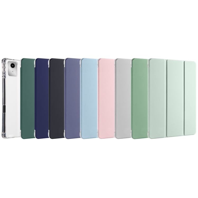 For Lenovo Tab M11 / Xiaoxin Pad 11 2024 3-fold Clear TPU Leather Tablet Case with Pen Slot(Black) - Lenovo by PMC Jewellery | Online Shopping South Africa | PMC Jewellery | Buy Now Pay Later Mobicred