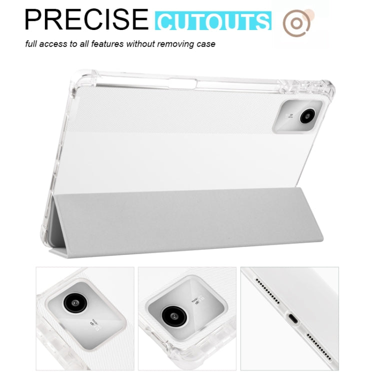 For Lenovo Tab M11 / Xiaoxin Pad 11 2024 3-fold Clear TPU Leather Tablet Case with Pen Slot(Space Grey) - Lenovo by PMC Jewellery | Online Shopping South Africa | PMC Jewellery | Buy Now Pay Later Mobicred