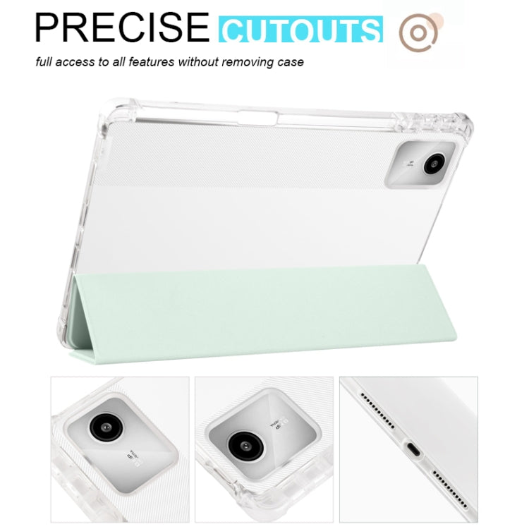 For Lenovo Tab M11 / Xiaoxin Pad 11 2024 3-fold Clear TPU Leather Tablet Case with Pen Slot(Light Green) - Lenovo by PMC Jewellery | Online Shopping South Africa | PMC Jewellery | Buy Now Pay Later Mobicred