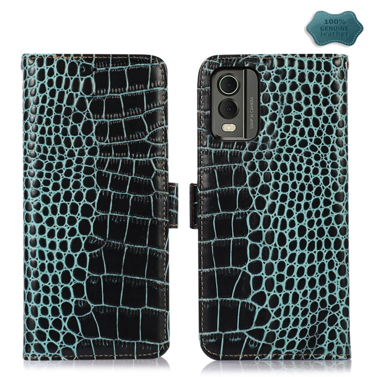 For Nokia C32 4G Crocodile Top Layer Cowhide Leather Phone Case(Green) - Nokia Cases by PMC TechLife | Online Shopping South Africa | PMC TechLife | Buy Now Pay Later Mobicred
